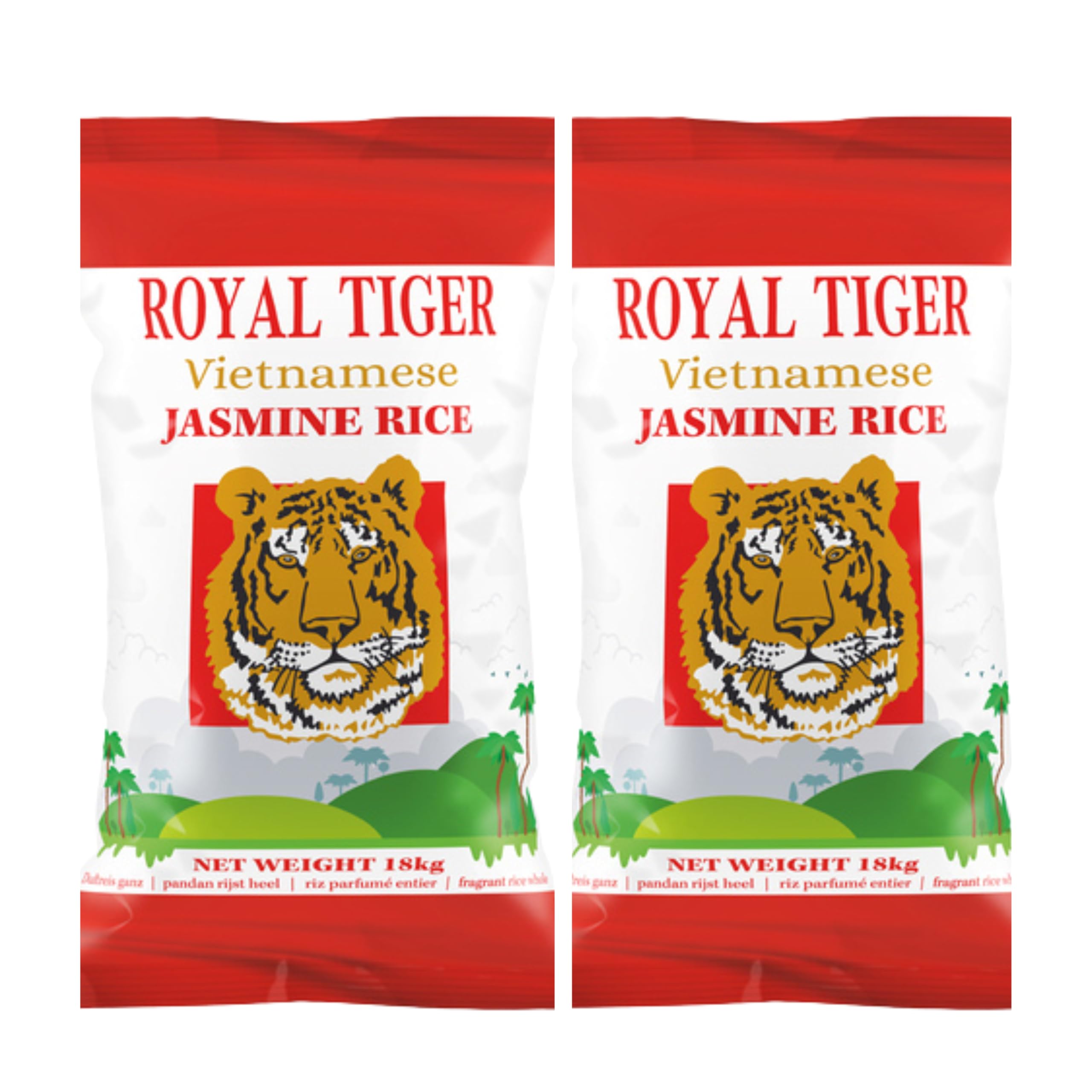 Royal Tiger Vietnamesischer Jasminreis 2x 18kg – aromatischer Duftreis, duftend & locker, ideal für Currys, gebratenen Reis, Wokgerichte & asiatische Küche, Beilage für Reisgerichte