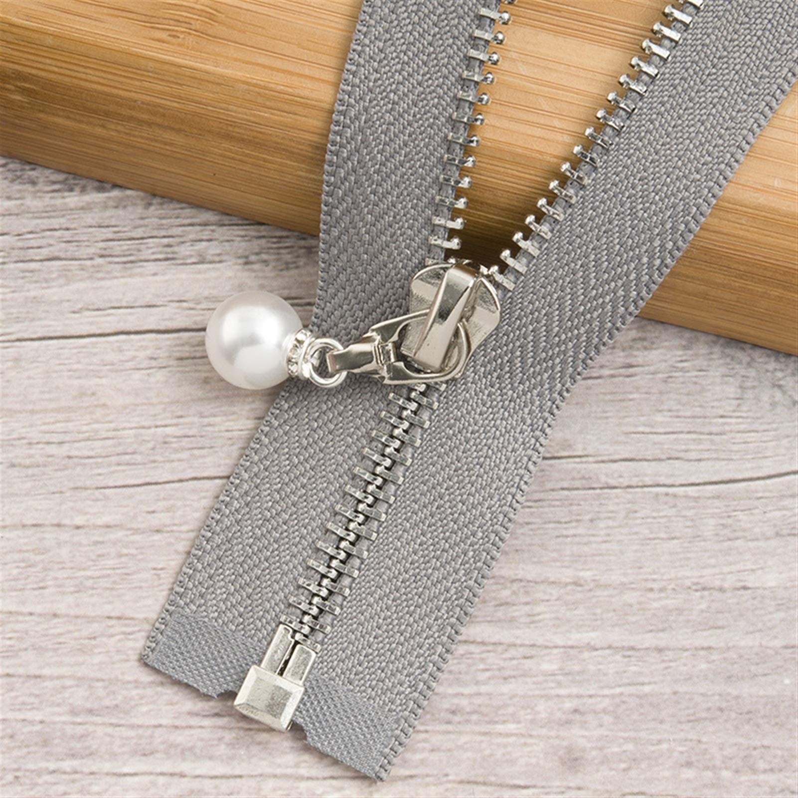 CFFQDQUANB Zipper for Bags, Zippers 1Pc 85cm 120cm 5# Pearl Metal Zipper,for Sewing Clothes Zips,(Graysilver85cm)
