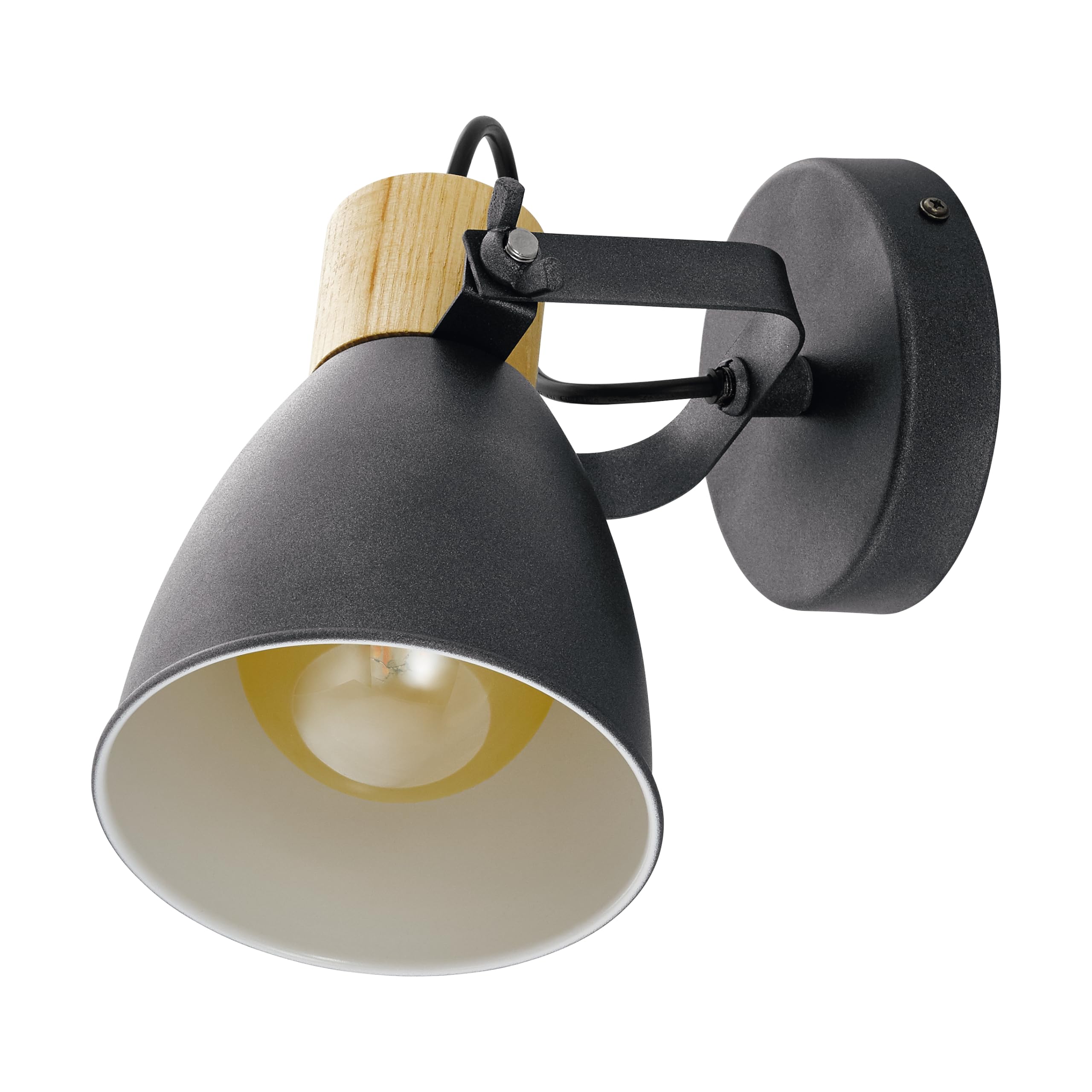 Eglo Indoor wall Light Coswarth, wall lamp Vintage, Industrial, Retro, Living Room Lighting Made of Steel and Wood