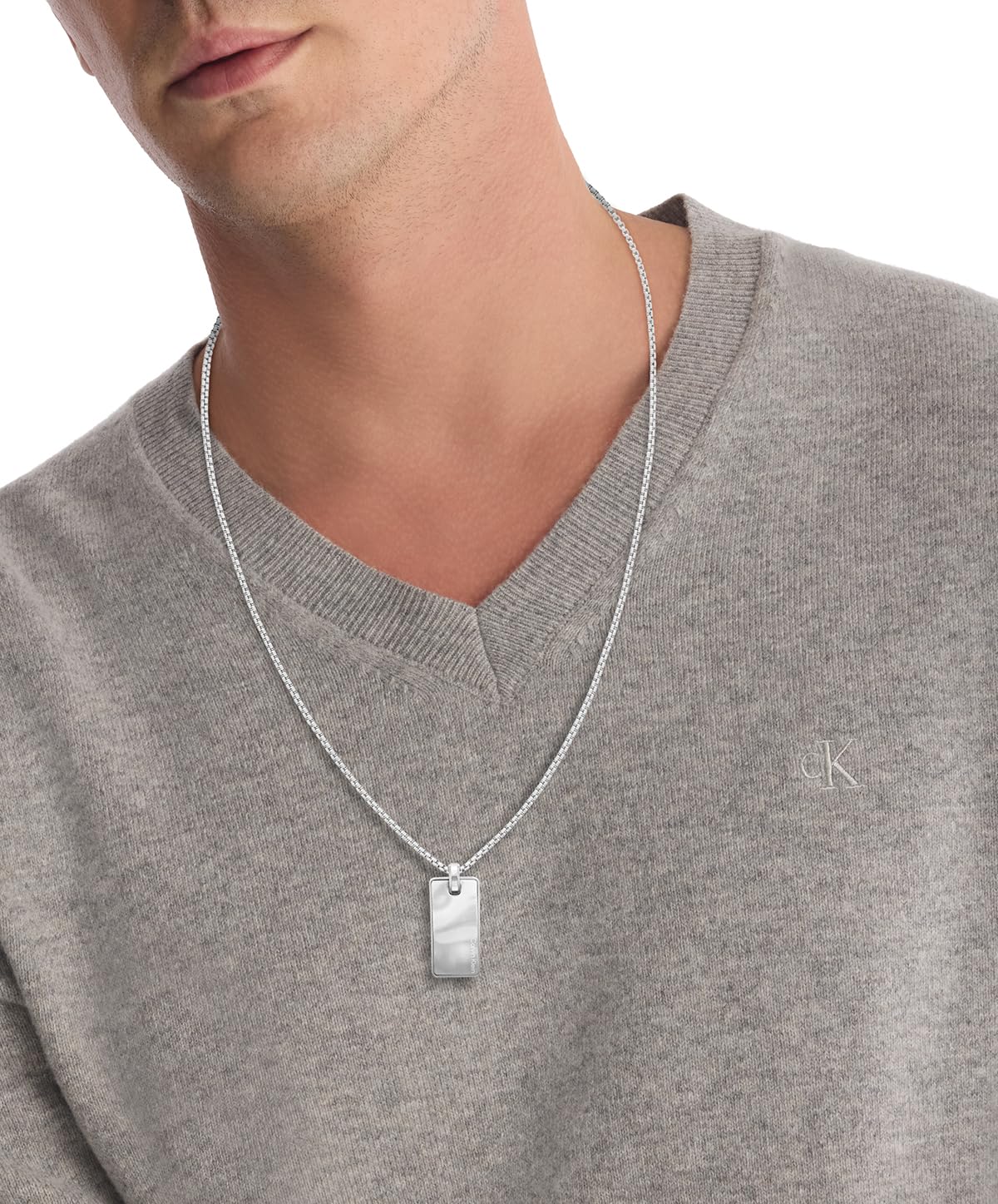 Calvin Klein Collana con Pendente in Acciaio Inossidabile da Uomo Collezione CK METALLIC WAVES - Disponibile in Versione Argento o GunMetal