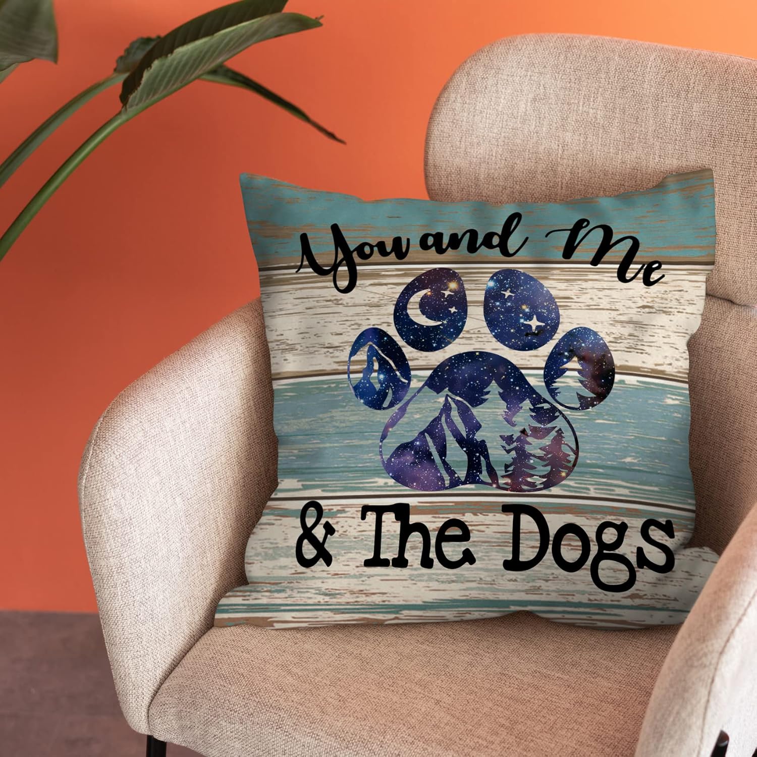Burosev Camp Pillow, Rustic You Me and The Dogs Paw Soft Throw Pillow Cover, Camper Camping Decorative Pillowcase, Dog Lover Farmhouse Decor Decorations for Home Rv Sofa Living Room (18 x 18 Inch) - Image 3