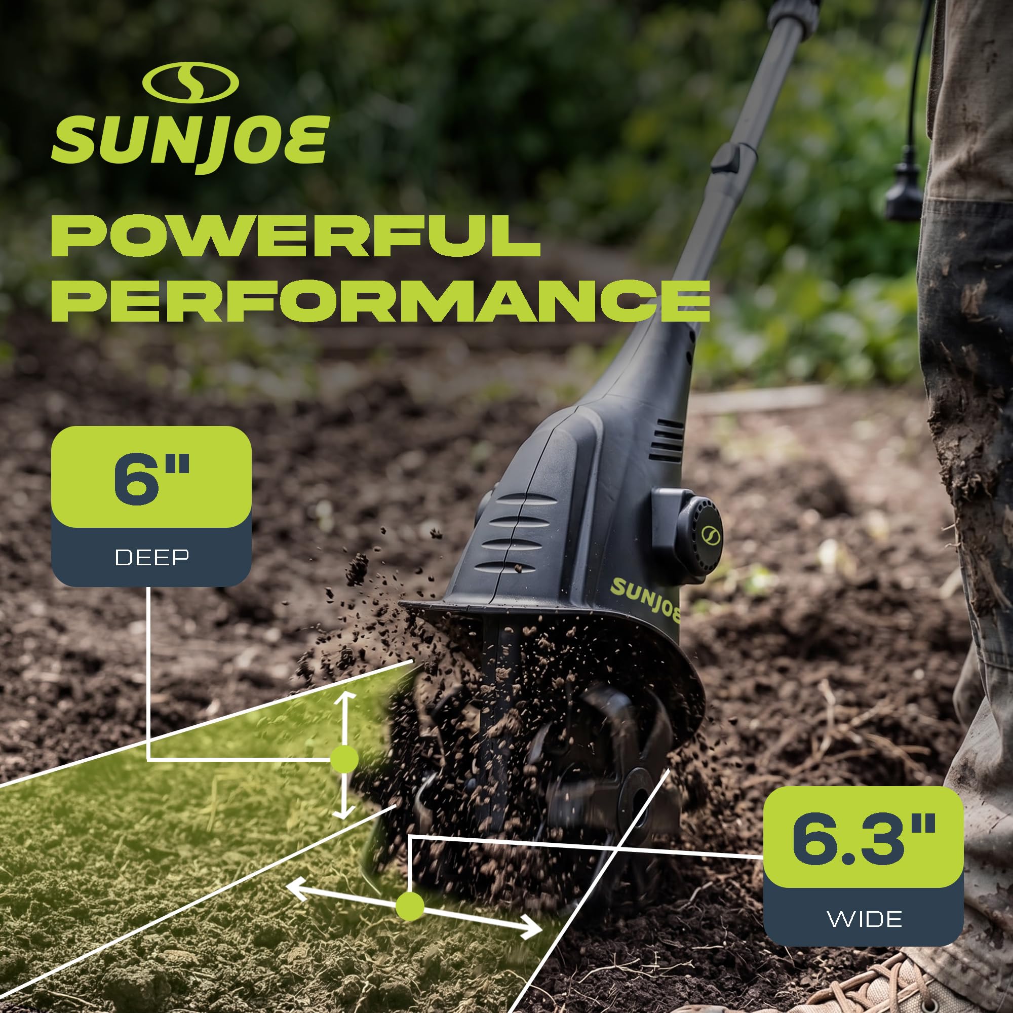Sun Joe TJ599E Electric Corded Garden Cultivator w/ 2.5A Motor and