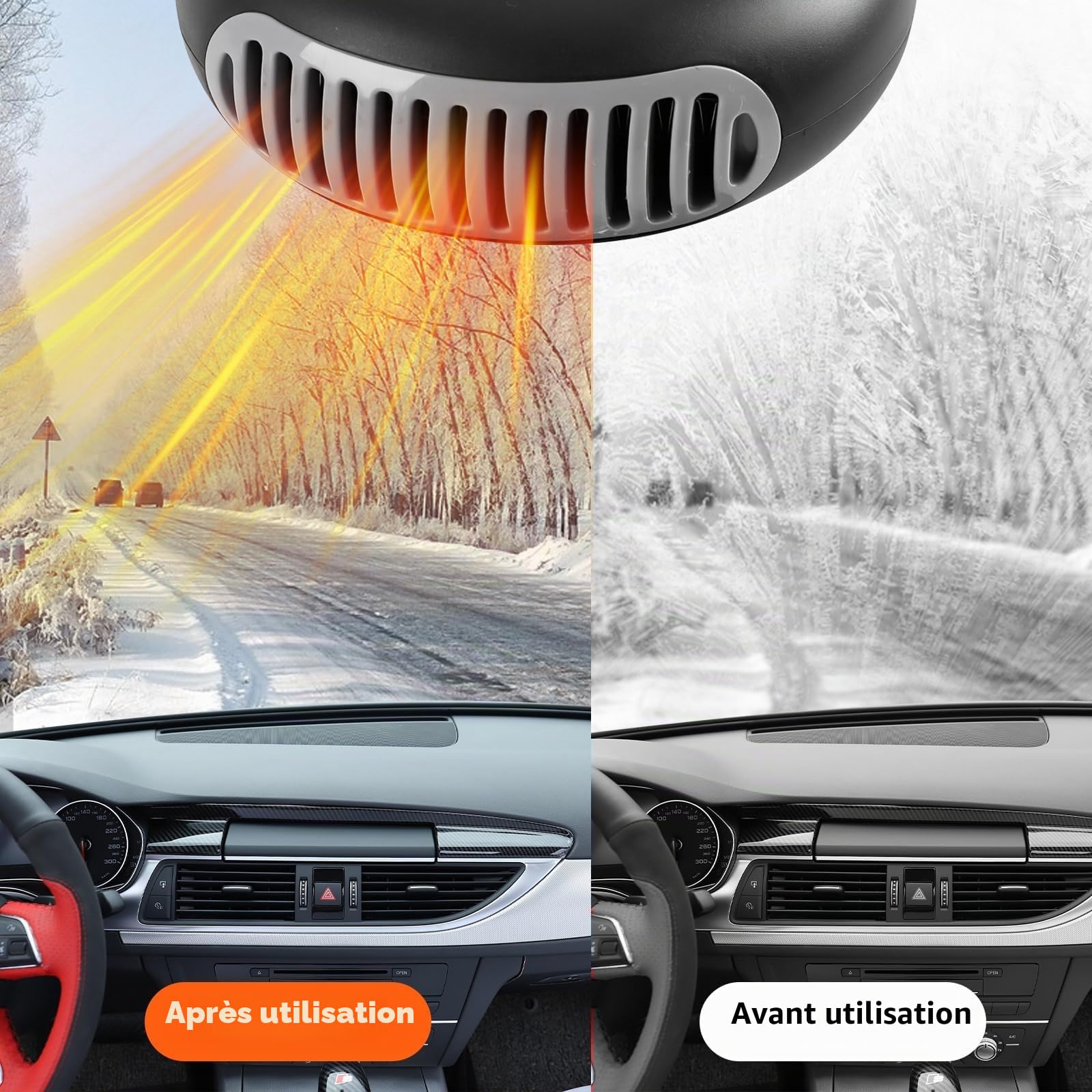 Chauffage D'appoint alimenté par Batterie, Chauffage Voiture Portable Sans Fil, avec Deux Batteries et un Chargeur, Chauffage Rapide,Dégivrage, Désembueur,Pour Maison,Bureau, Suv,Bureau (96V)