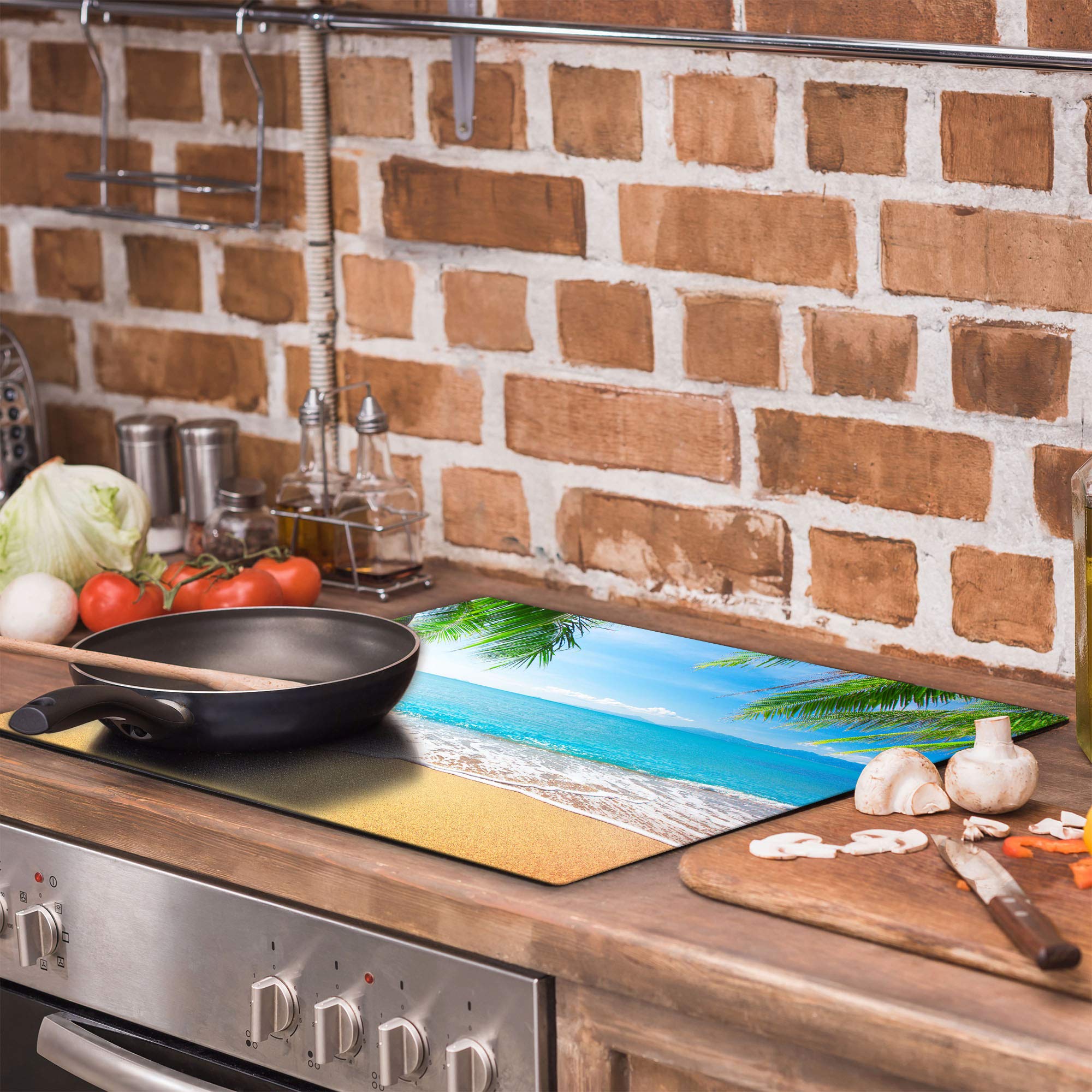 Tagliere In Vetro Temperato Per Cucina 60x52 Cm - Copri Piano Cottura, Resistente Al Calore Fino A 200°C, Design Faro Marino