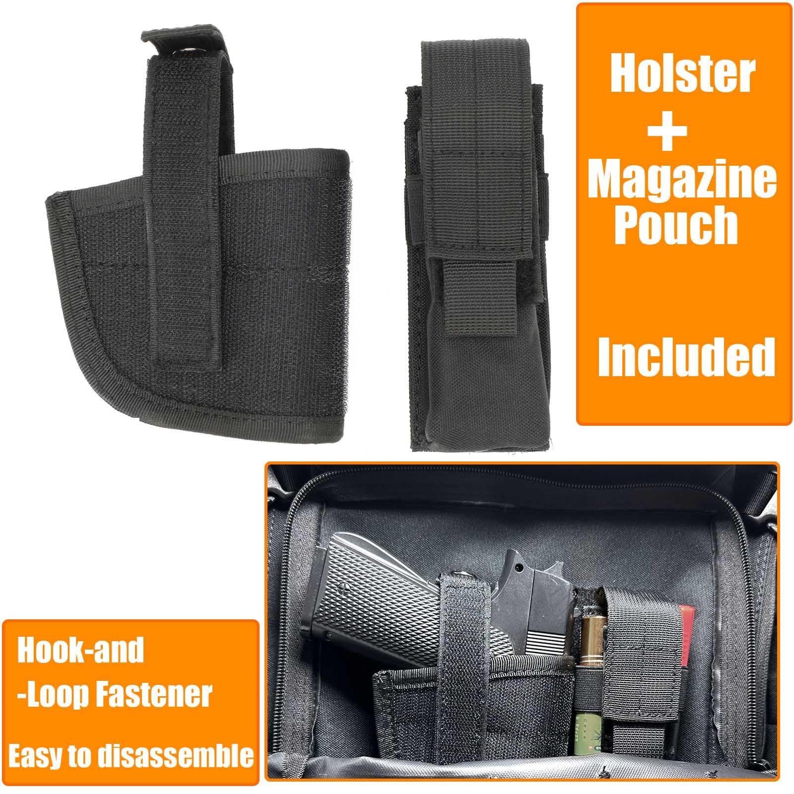Mochila táctica W.Gun Holster para hombres, mochila militar de caza mochila de senderismo mochila de 3 días con bolsillo lateral, Negro mejorado., Tamaño único, Mochila táctica de asalto 2