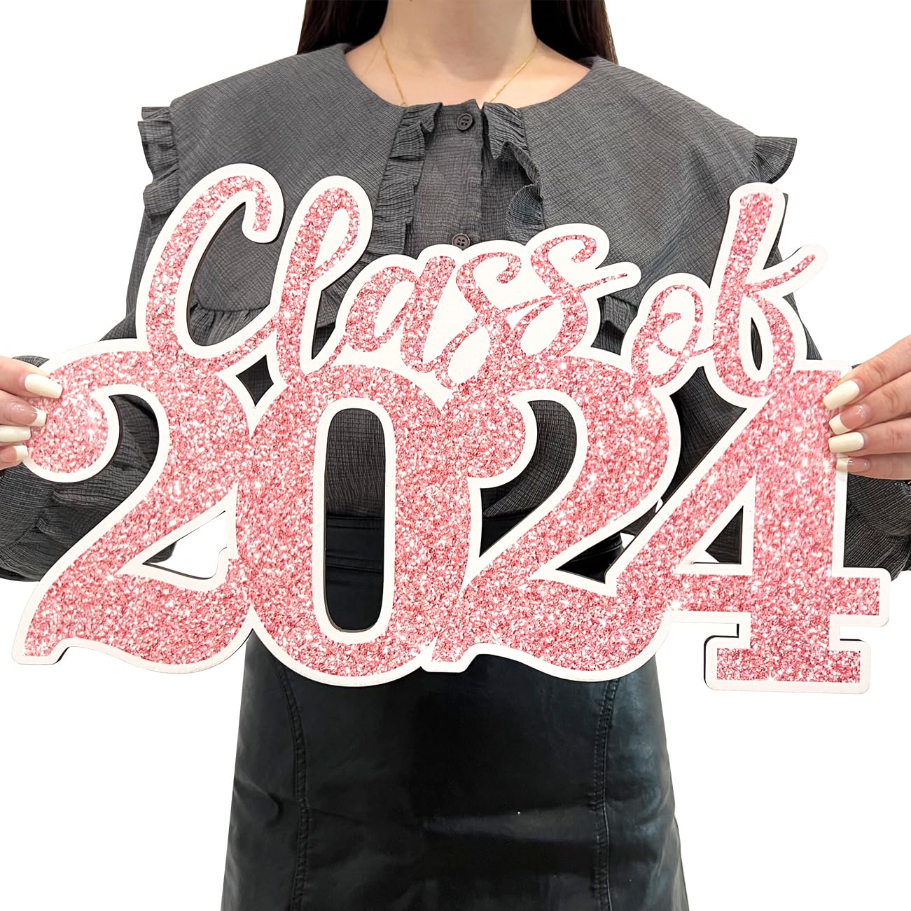 Photo 1 of Graduation Decorations Class of 2024 Pink Graduation Decorations Rose Gold Class of 2024 Wooden Sign Graduation Photo Props for Grad Party Supplies