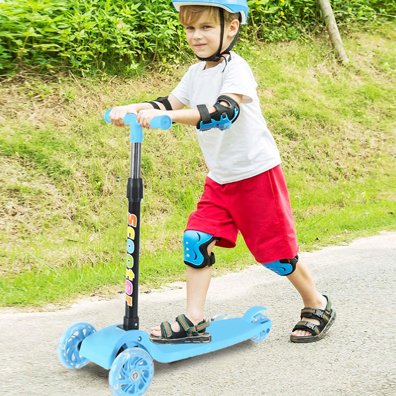Patinete Infantil, Monopatín Plegable, Scooter de Ruedas con Parpadeante para Niños y Niñas de 2 a 8 Años, Principiantes para Viajes, Transporte, Acampada, Hogar y Exteriores