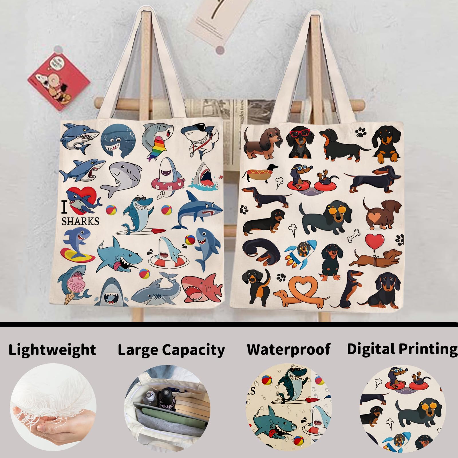 DOOX Canvas Tote Bag for Women, Reusable - Gift/Shopping/Beach/Grocery Canvas Bag - Birthday & Christmas Gifts for Women