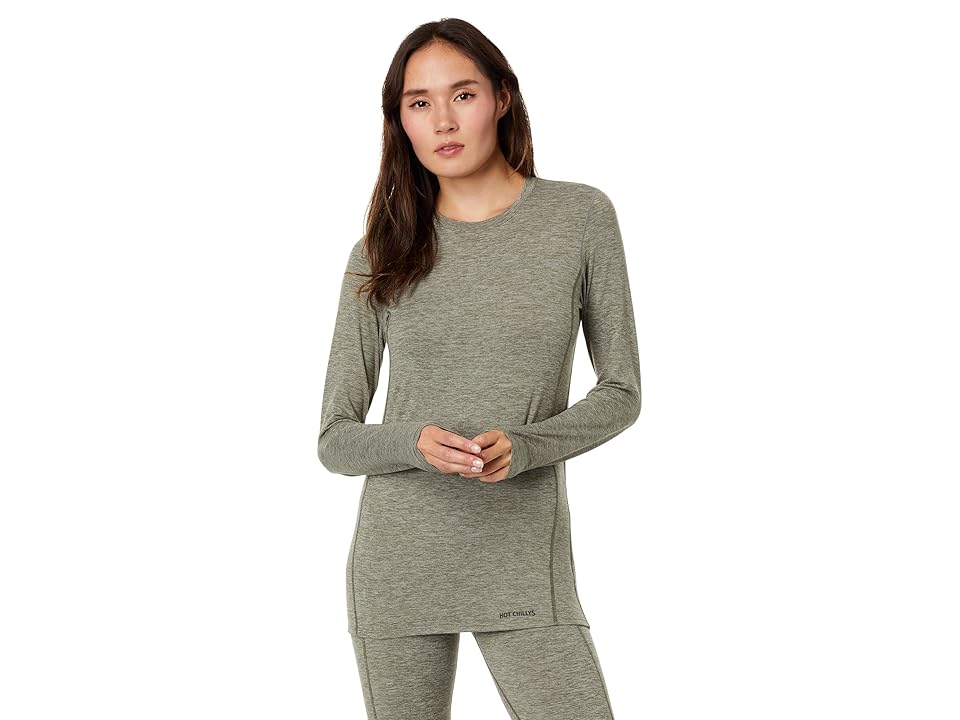 Hot Chillys Clima-Trek Crew Neck (Od Heather) Women's Clothing INTERNATIONAL SHIPPING