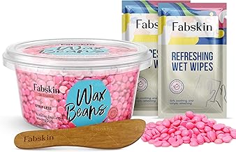 Fabskin Brazilian Wax Beans 100gm For Women & Men | Stripless Painless Hair Removal Wax Kit For Face, Armpits, Body & Bikini Areas With Applicator Spatula & Two Wet Wipes
