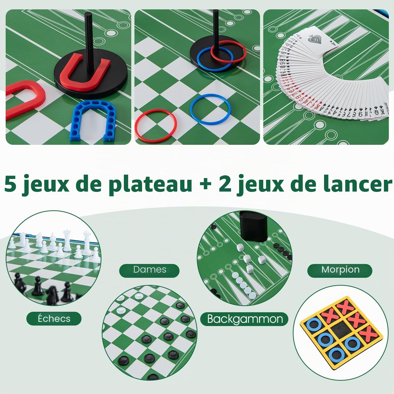 HOMASIS 14 en 1 Table Multijeux avec Baby-Foot, Basket, Billard, Hockey, Ping-Pong, Echecs, Dames, Backgammon,Cartes de Poker, etc,pour Enfants et Adultes, pour Fêtes et Réunions