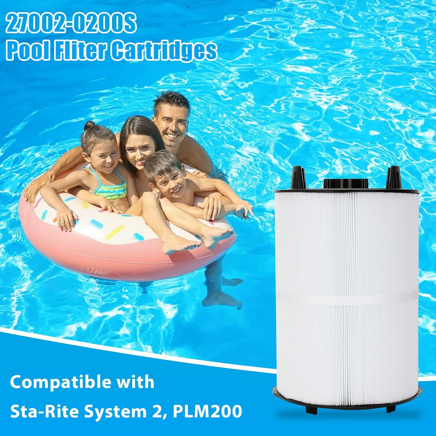 27002-0200S Pool Fliter, Replacement for sta-rite 27002-0200S Filter Module, Compatible with sta-rite PLM200 and System 2 Modular Media, with 24800-0121 Air Bleed Assembly, 200 sq.ft Filtration Area