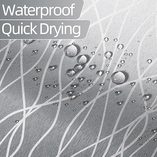 Miniatura 156 de Cortina de ducha pequeña a rayas gris claro degradado para baño, 36 x 72 pulgadas, juego de cortina de ducha geométrica para cabina de RV con Gris