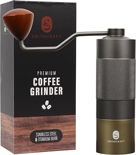 Miniatura 7 de Molinillo de café manual de alta calidad, molinillo de café manual con molino de rebabas de acero inoxidable chapado en titanio, molinillo de mano