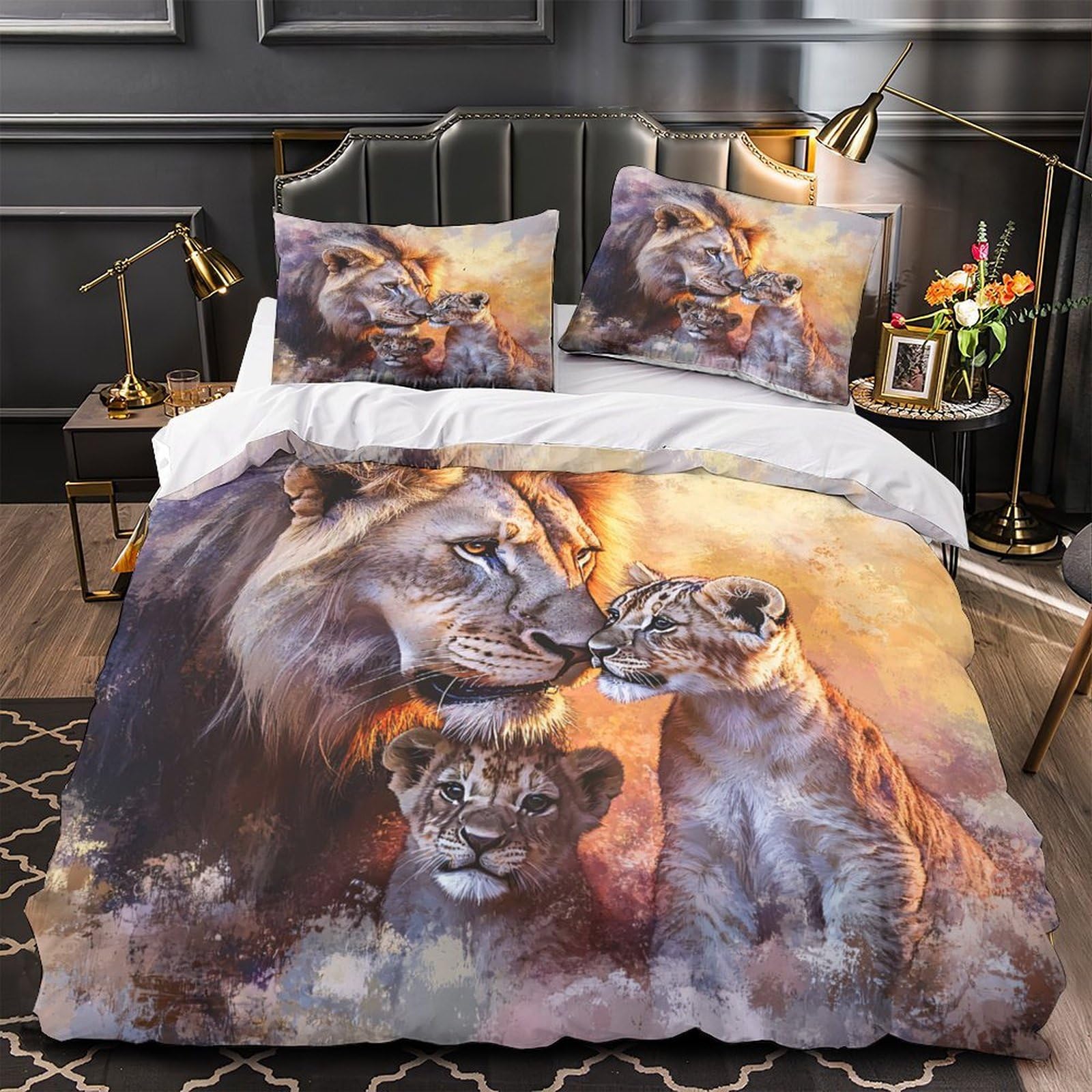 Housse de couette léopard anti-acarien douce pour lit king size 220x240