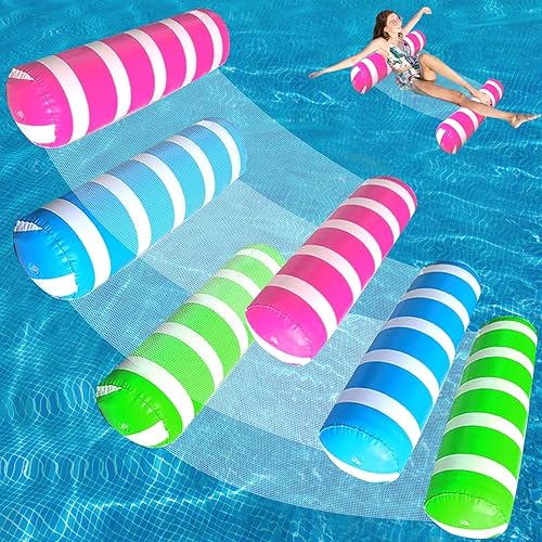 Paquete de 3 hamacas inflables para piscina, silla flotante de malla 4 en 1 para adultos, flotadores multiusos para piscina, silla de montar,