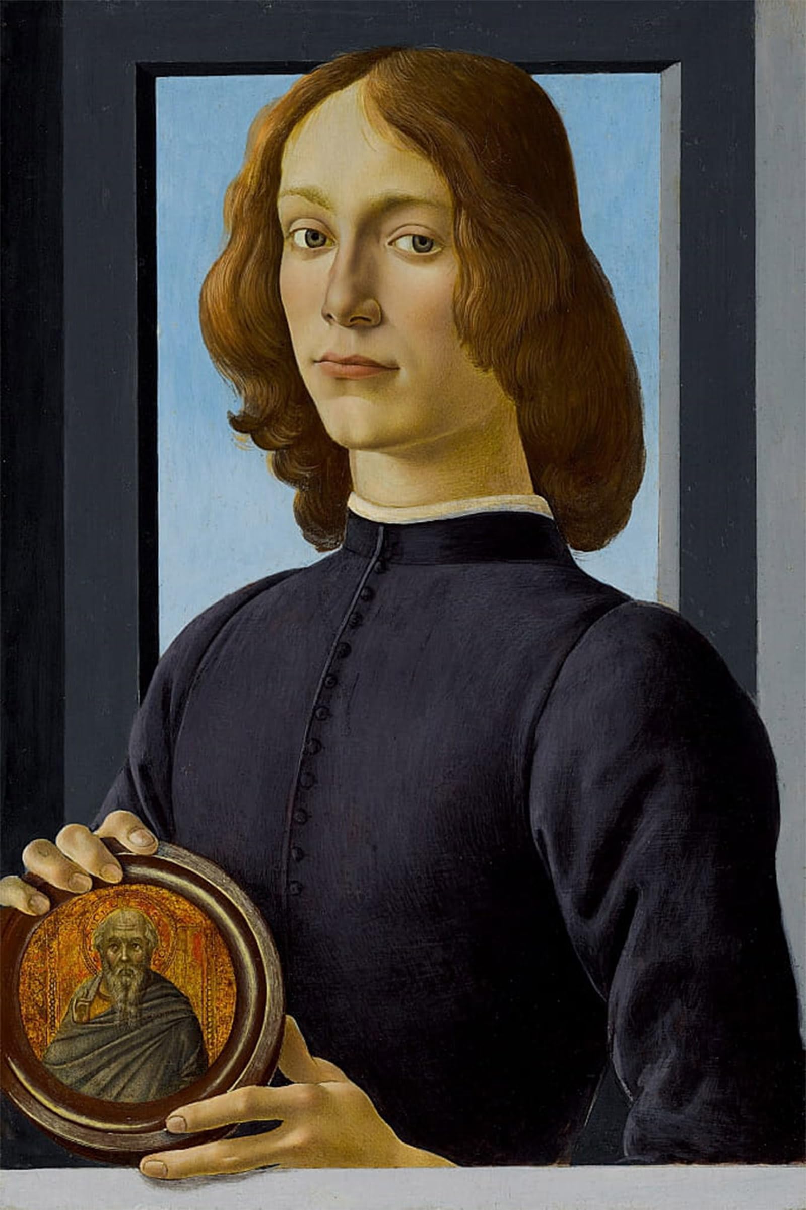SERENDIPITP Aesthetic Poster Photo Wall Print Retro Picture Young man holding A roundel by Sandro Botticelli Modern Wall Artwork for Home Decor 60x90cm
