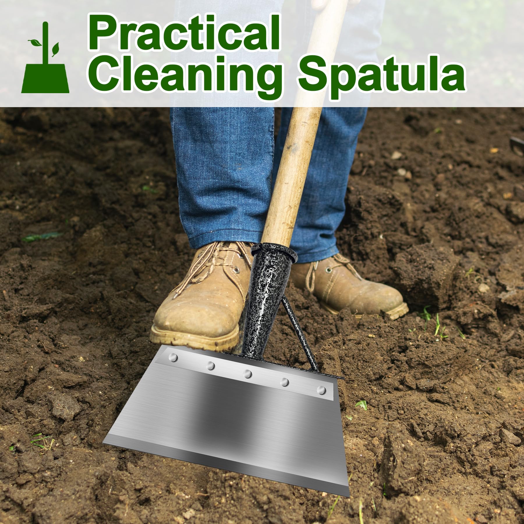 Pala Multifunzionale per La Pulizia,Pala da giardino multifunzionale per la casa,Pala per La Pulizia Del Giardino,acciaio al carbonio diserbo piantare strumento,Pala Piatta in Acciaio 28cm