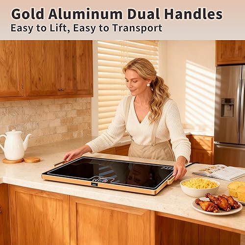 Miniatura 4 de Tapete de calentamiento para alimentos (XXL32 x 18), bandejas de calentamiento para bufés, fiestas y uso diario, calentador de alimentos con control