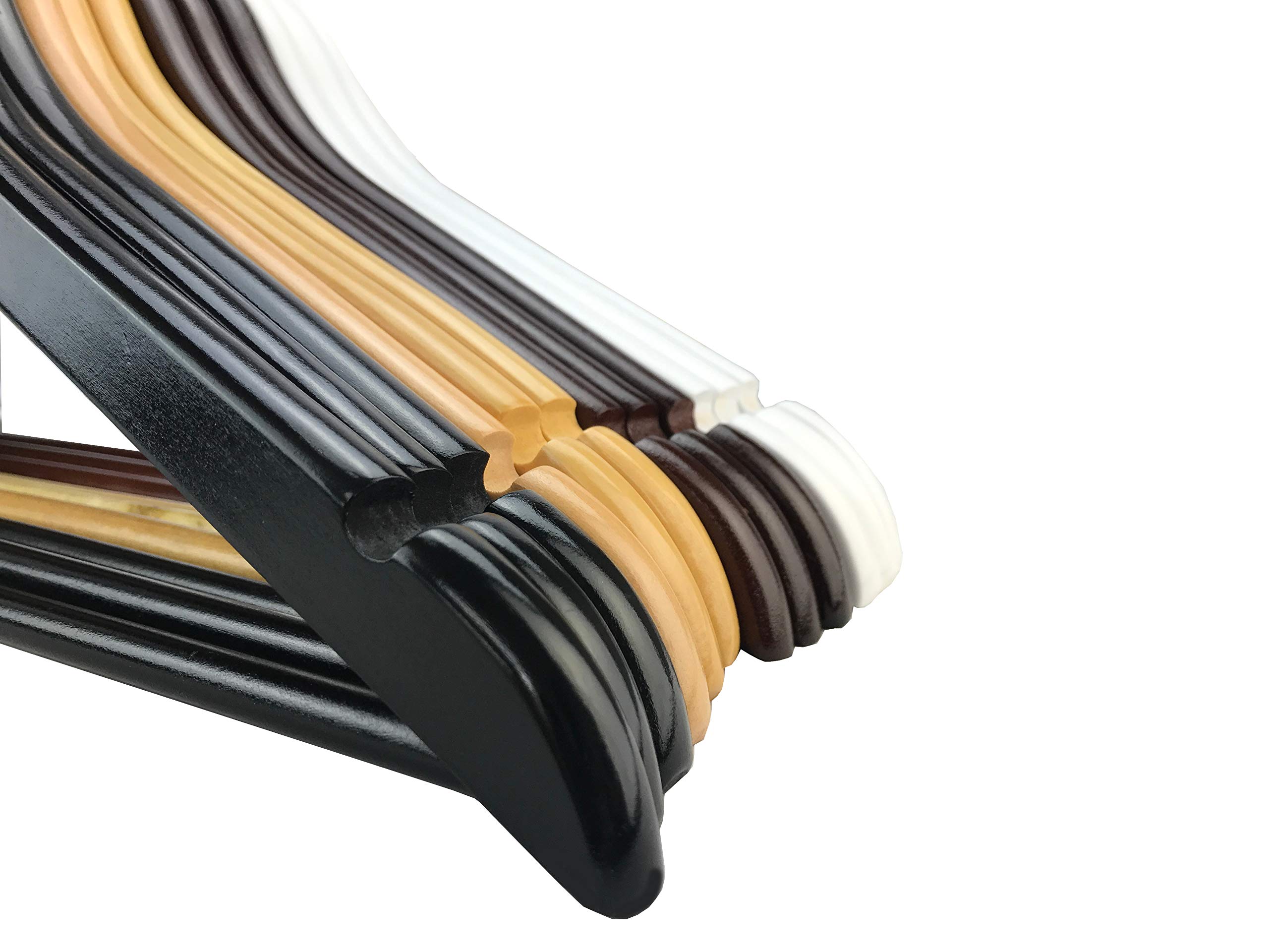 Perchas de madera blancas 100 unidades perchas de madera con barra para pantalones 44,5 cm | gancho giratorio 360° | perchas para chaquetas | perchas para camisas | perchas para pantalones