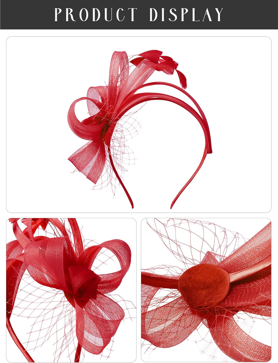 SWEETV Fascinators Headband with Feather, Women's Tea Party Hat for Kentucky Derby, Cocktail, Wedding, Fancy Dress Party - Image 5