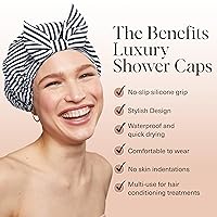 Vista 2 de Gorra de ducha Kitsch Luxe, reutilizable e impermeable, resistente al moho, forrada y acondicionada