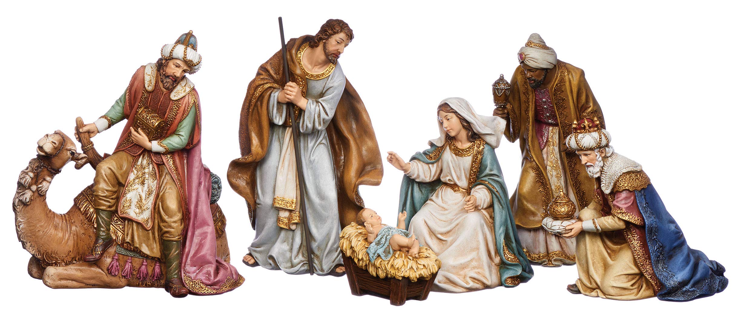 Joseph's Studio by Roman - 6-Piece Nativity Set, Includes Holy Family and Three Kings, 8" H, Resin and Stone, Decorative Figures, Collection, Durable, Long Lasting