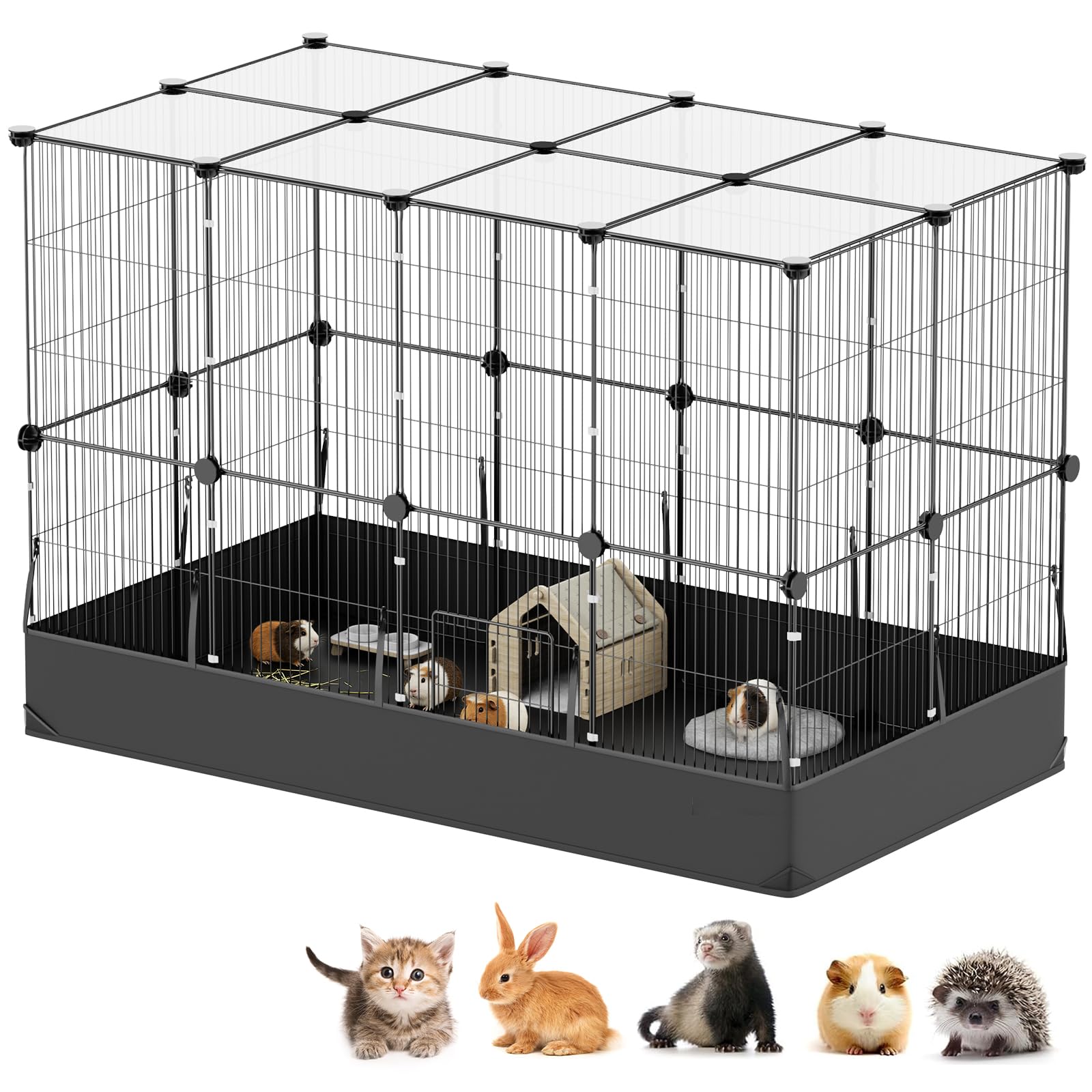 Aystkniet Recinzione per conigli, criceti con fodera inferiore impermeabile, gabbia per piccoli animali per porcellini d'India, tartarughe, ricci, gattini, gerbilli, recinzione per animali domestici