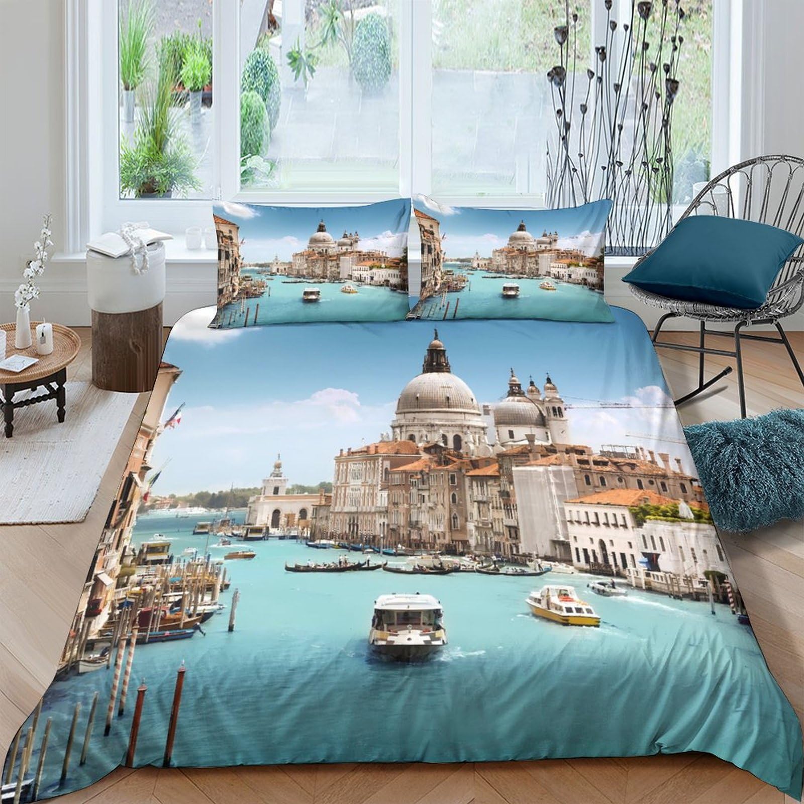 Parure de lit 135x200 Venise 3D pour s'évader chaque soir dans son lit simple