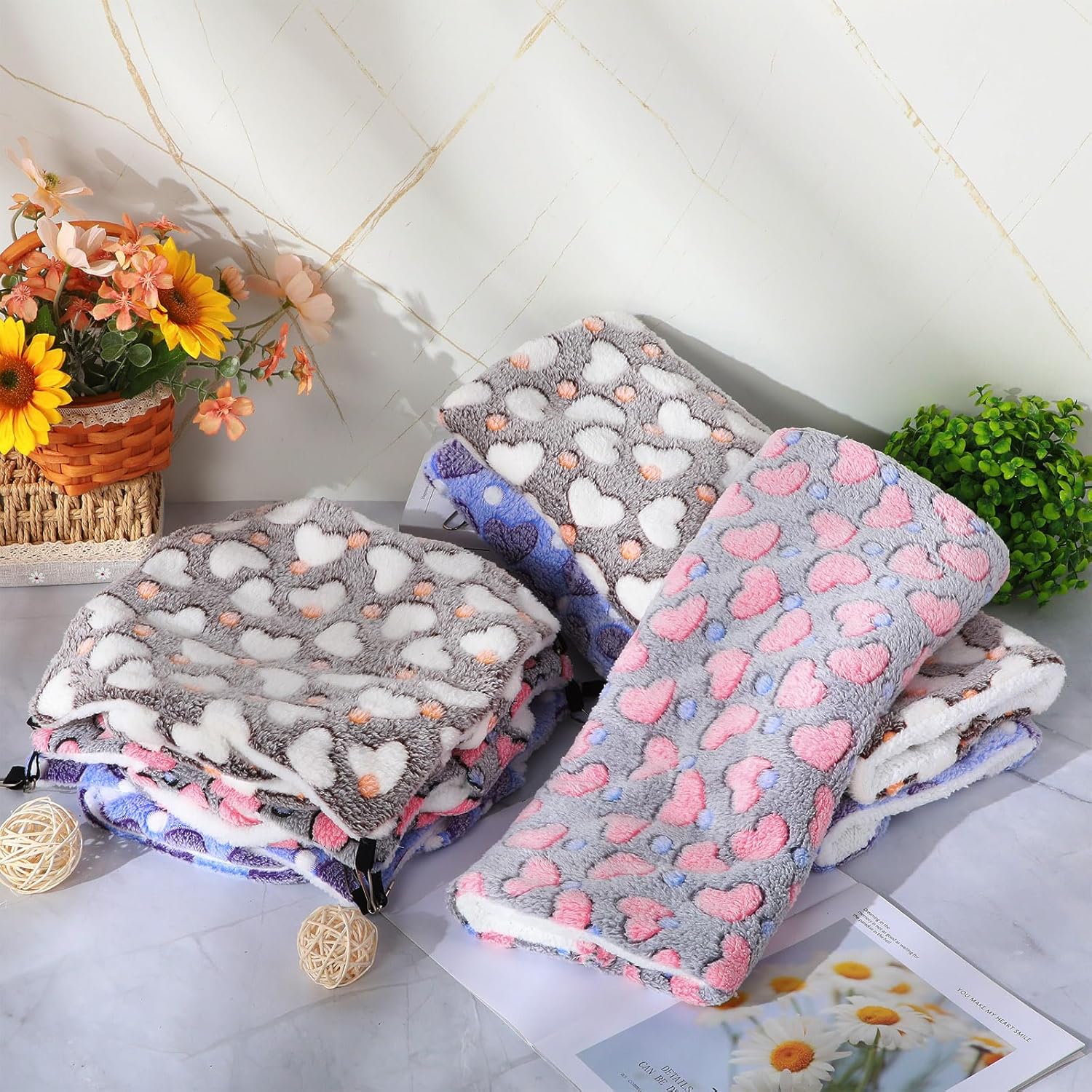 Sweetude 6 Pcs Rat Hammock Set Ferret Hanging Tunnel 3 Tier Guinea Pig Hammocks Hideout Soft Chinchilla Bed for Cage Accessories Hide,Play and Sleep(Cute,Heart) 6 8108PAe kFL. AC SL1500