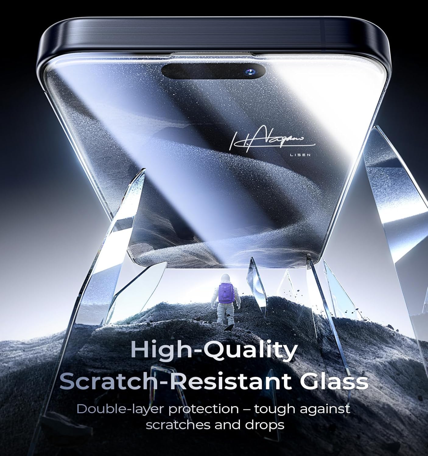 LISEN Vetro Temperato iPhone 15 (6,1") Vetro iPhone 15, 2 Pacchi Anti Luce Blu Pellicola iPhone 15, Capsula Spaziale, Facile da Installare 0.33mm Antigraffio A prova di Esplosione - Immagine 3