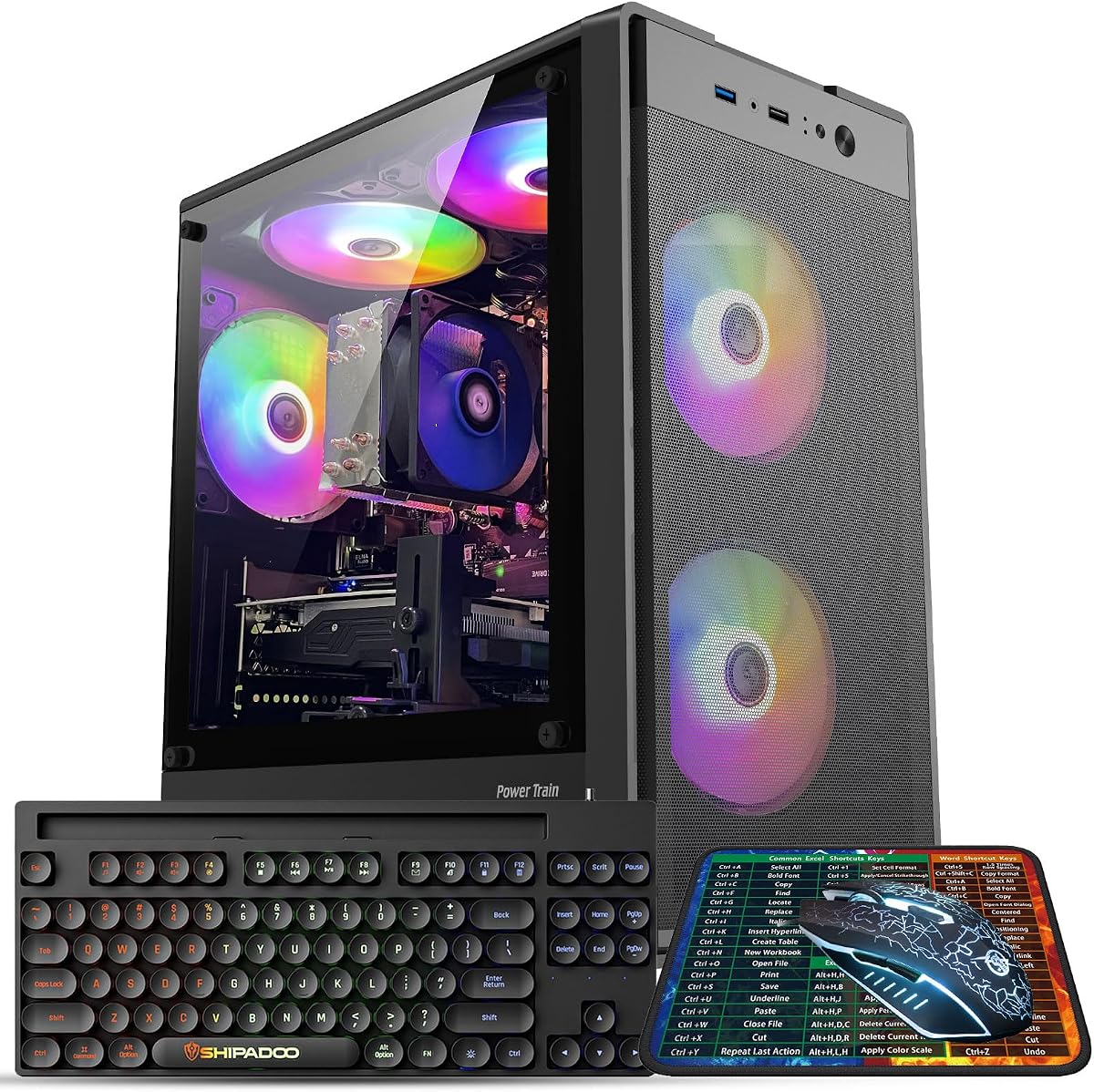 Prebuilt Gaming PC Desktop, RTX 2060 6GB, 16GB DDR4 RAM, 512GB SSD | AMD R5 5500 up to 4.2GHz,Gaming Computer Tower for Streaming,Video Editing,Home,School,RGB Fan,WiFi 6,4K DP,HDMI,Win11 Home