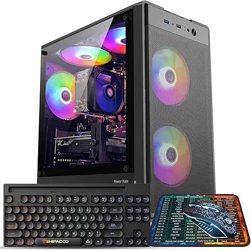 Gaming PC Computer Desktop,AMD Ryzen 5 5500 up to 4.2GHz, Radeon RTX 2060 6G, 16G DDR4, 1TB SSD, WiFi 6, RGB Fan x5, Tower Computers Windows 11 Home