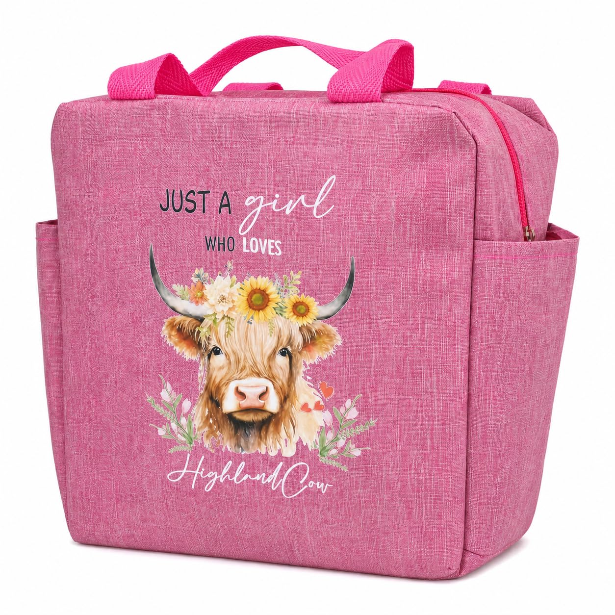 DINSAGE Highland Cow Lunch Bag for Women & Girls – Insulated Lunch Bag Foldable Tote with Aluminium Foil Thermal Lining, Lunchbag for Work School Picnic Travel, Cow Gifts (Highland Cow)