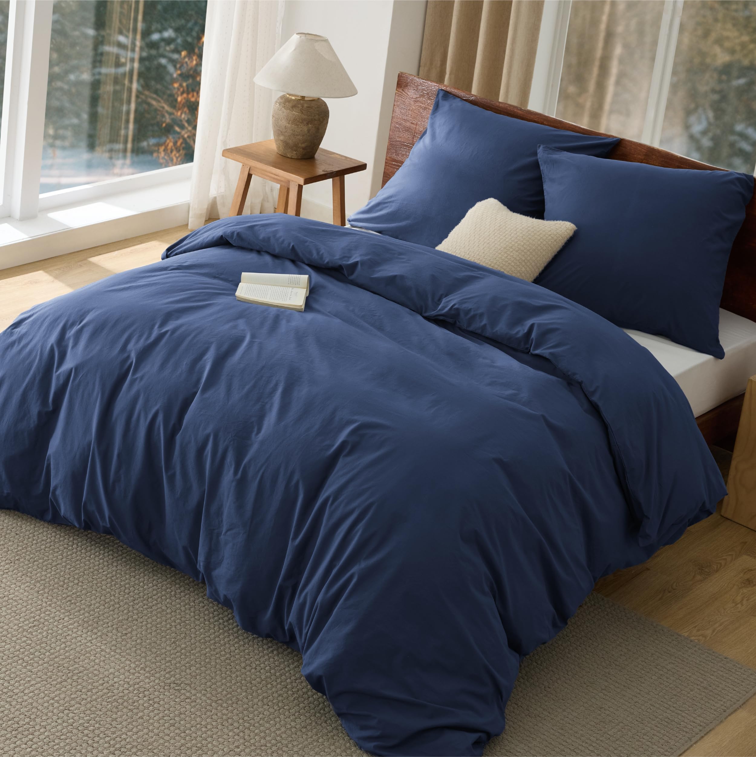 BEDSURE Bettwäsche Gewaschene Baumwolle Bettbezug - Bettwäsche-Sets mit 2 Kissenbezüge 80x80 cm, Ähnliche Textur wie Washed Leinen, Oeko-TEX Bedding mit Reißverschluss