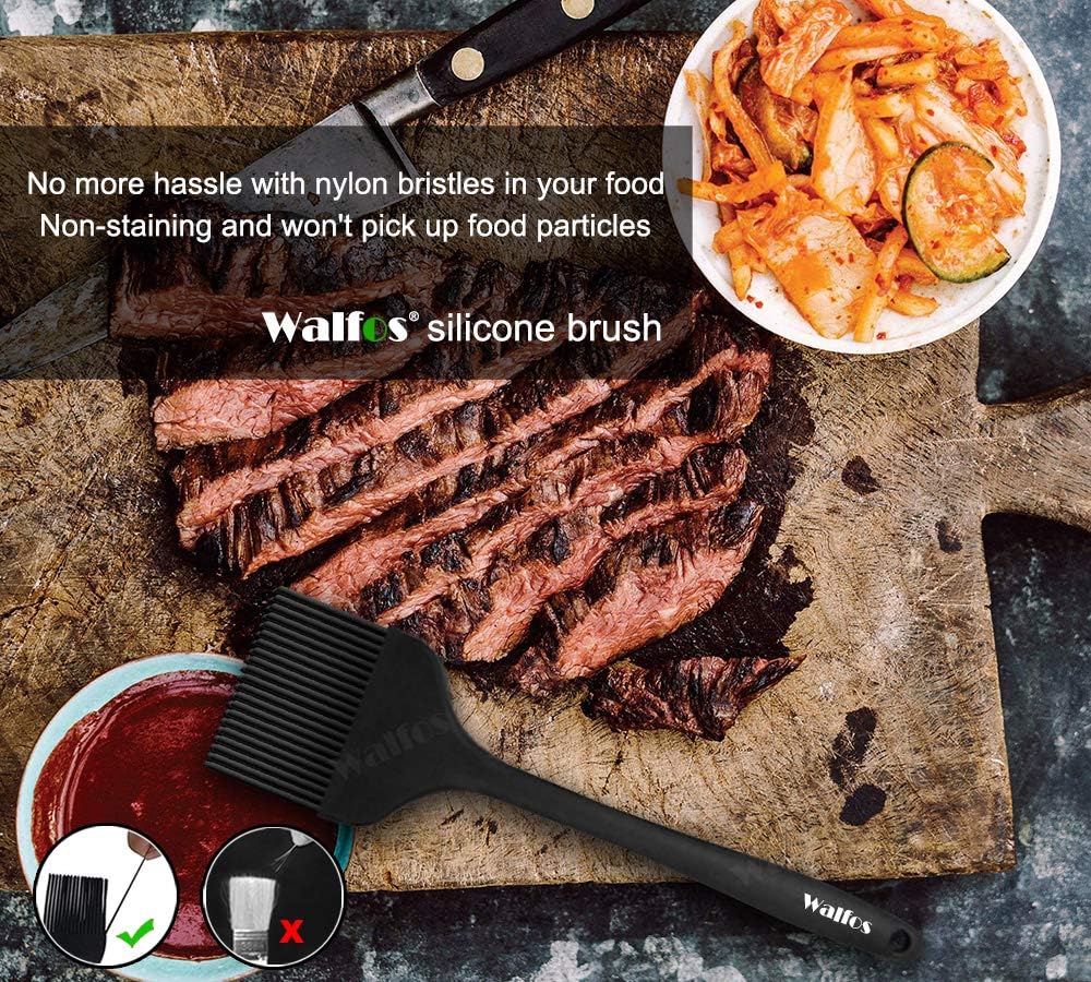 Walfos Silicone Basting Pastry Brush, Heat Resistant Pastry Brush Set, Strong Steel Core and One-Pieces Design, Perfect for BBQ Grill Baking Kitchen Cooking, BPA Free and Dishwasher Safe (2 Pcs) : Everything Else