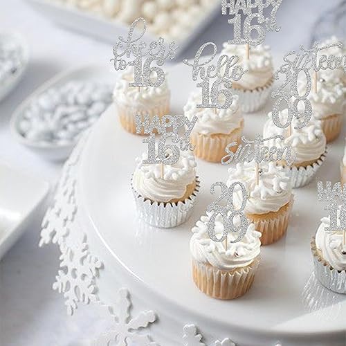 Miniatura 340 de Rsstarxi Paquete de 30 adornos para cupcakes de 15 cumpleaños con purpurina Mis Membrillo 15 desde 2010 Feliz 15º Cupcake Toppers Quince Cheers to