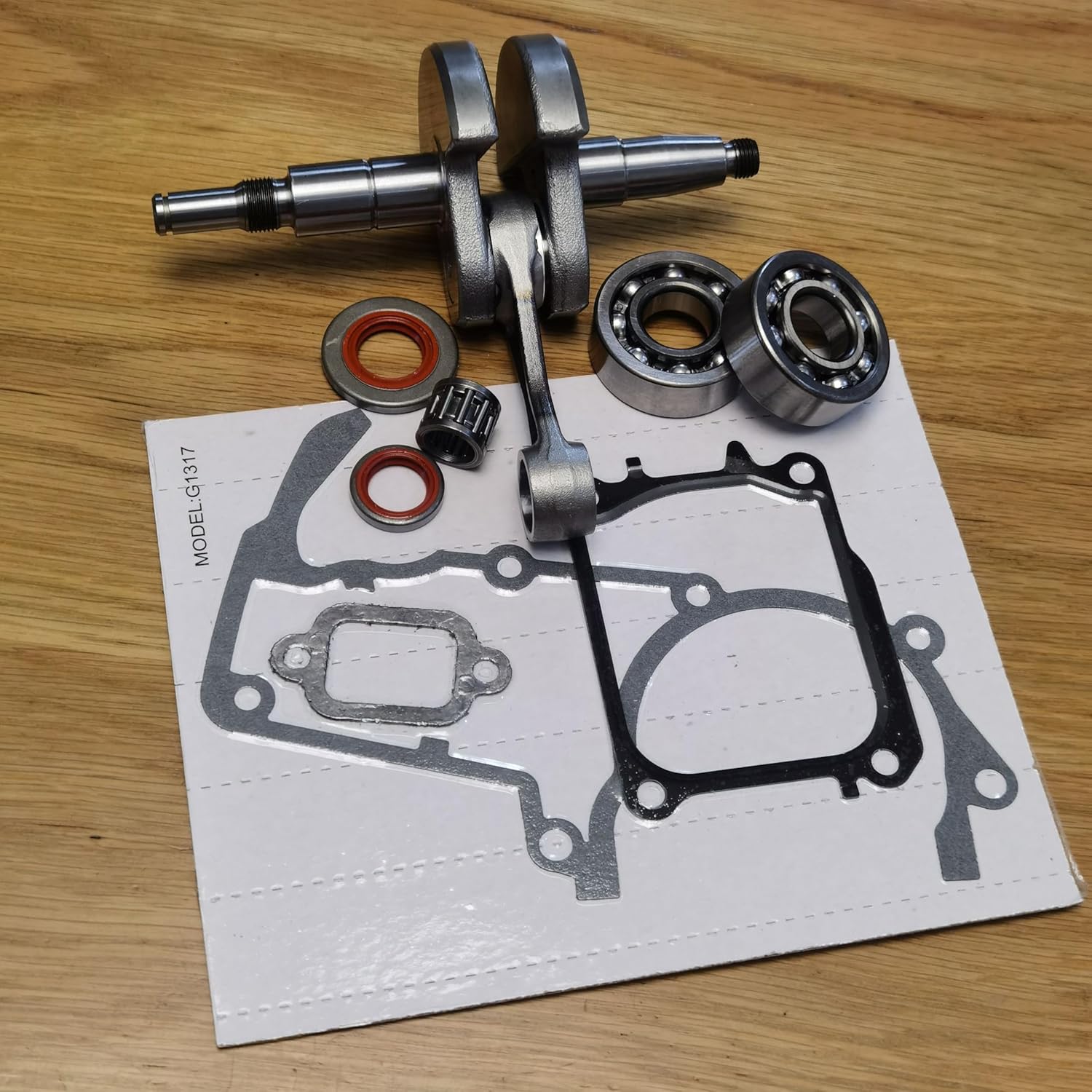 MS661 Crankshaft with Bearing Seals Pin Gaskets Assembly, silver