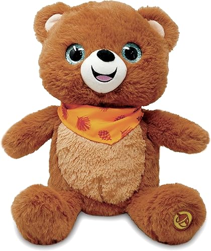 Cuddle Barn - Guess Hoo Bernie Juguete de peluche animado de oso marrón que juega un juego de adivinanzas de sonido animal, 10 pulgadas