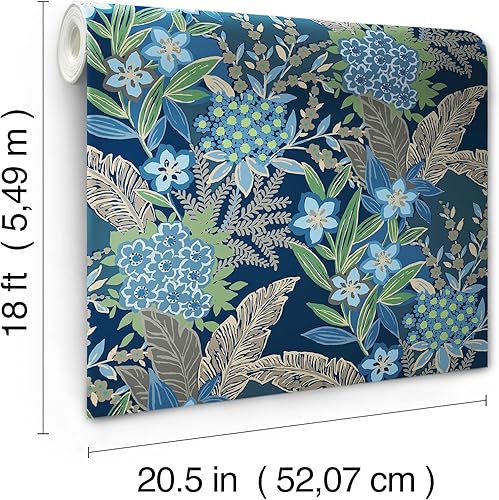 Miniatura 6 de NuWallpaper x RuPaul RuJardin RPS6145 - Papel tapiz para despegar y pegar, color azul