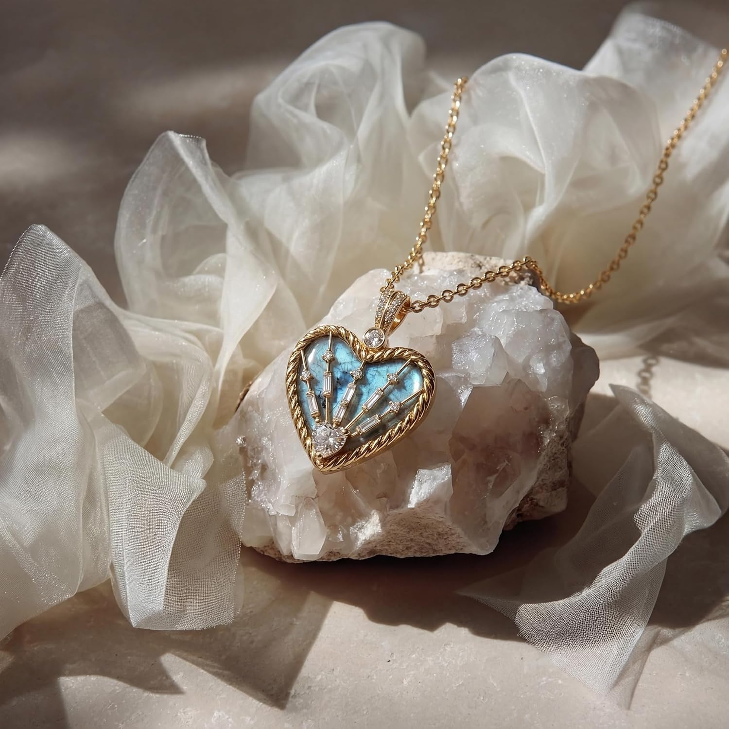 Fettero Gold Heart Necklace for Women, 14K Gold Plated Charm Necklaces for Women Double Sided Love Heart Pendant Gold Necklace for Mom Wife Valentines' Day Jewelry - Image 2