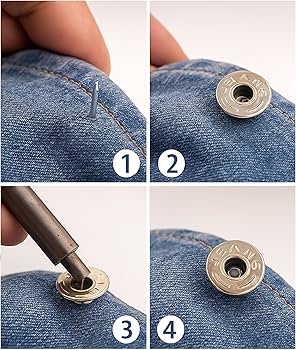 Trimming Shop 25mm Messing Jeans Knop Hamer op Tack Bevestigingsmiddelen met Aluminium Terug Pin voor Kleding Reparatie, Jeans, Denims, Rokken, Jassen 100pcs ZILVER