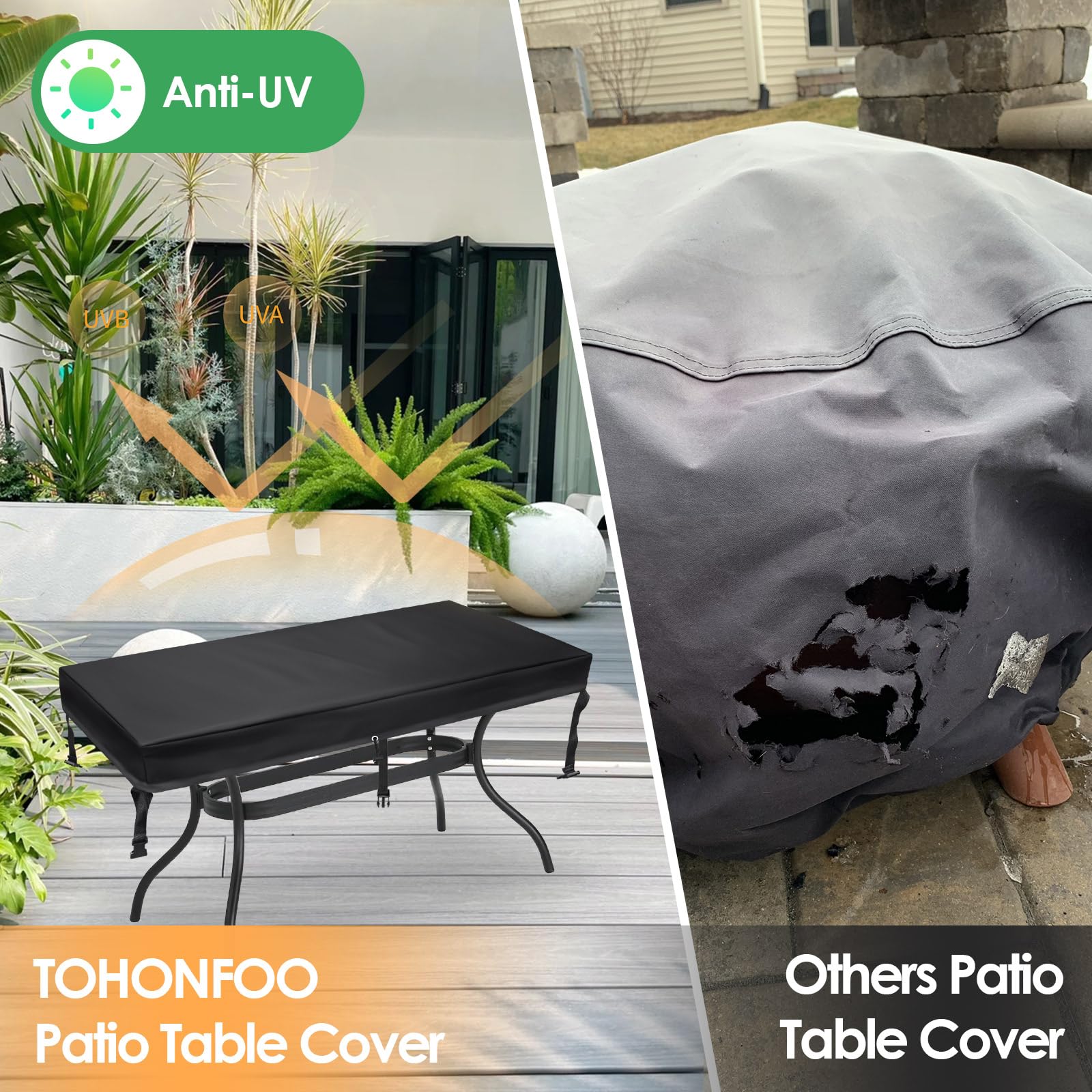Snapklik.com : Rectangular Patio Table Cover - Waterproof Anti-UV ...