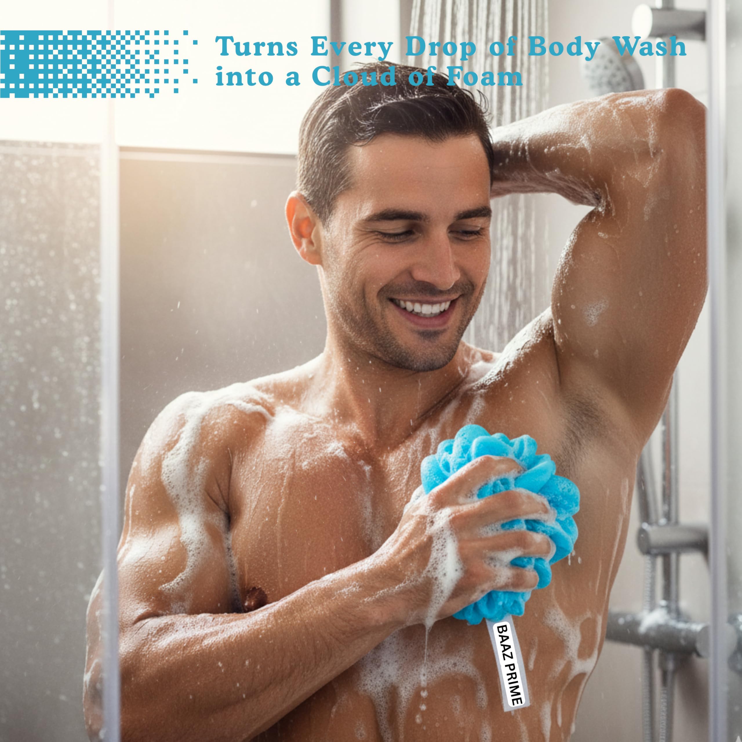 Bardzo duża gąbka Loofah – 75 g luffa prysznicowa premium dla mężczyzn i kobiet z silikonową myjką do twarzy, 3 + 1 złuszczającą gąbką prysznicową Loofa z bogatą pianą głębokie oczyszczanie