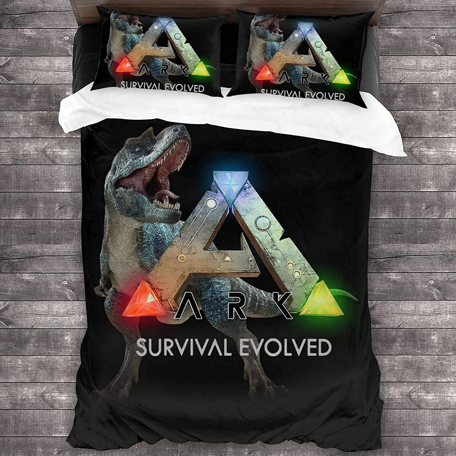 Nichiyobi 14 Ark: Survival Evolved Duvet Cover Bedding Set – Duvet Cover And Pillowcase, Microfibre, 3D Digital Print Three-Piece Bed Linen (, Single 135 X 200 Cm)