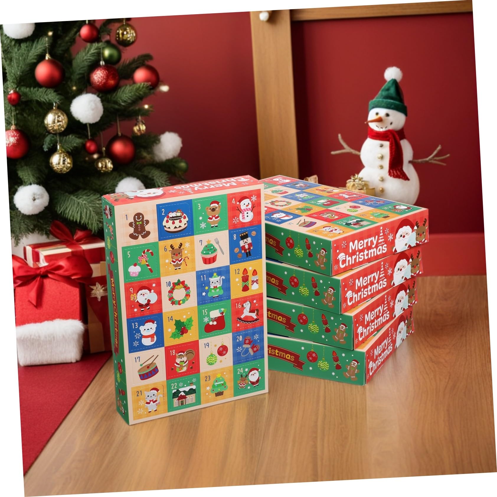 TOYANDONA 15 Piezas Caja de Regresiva para Navidad de Días Calendario de Adviento Rellenable Cajas Vacías de Papel para Decoración Navideña para Fiestas