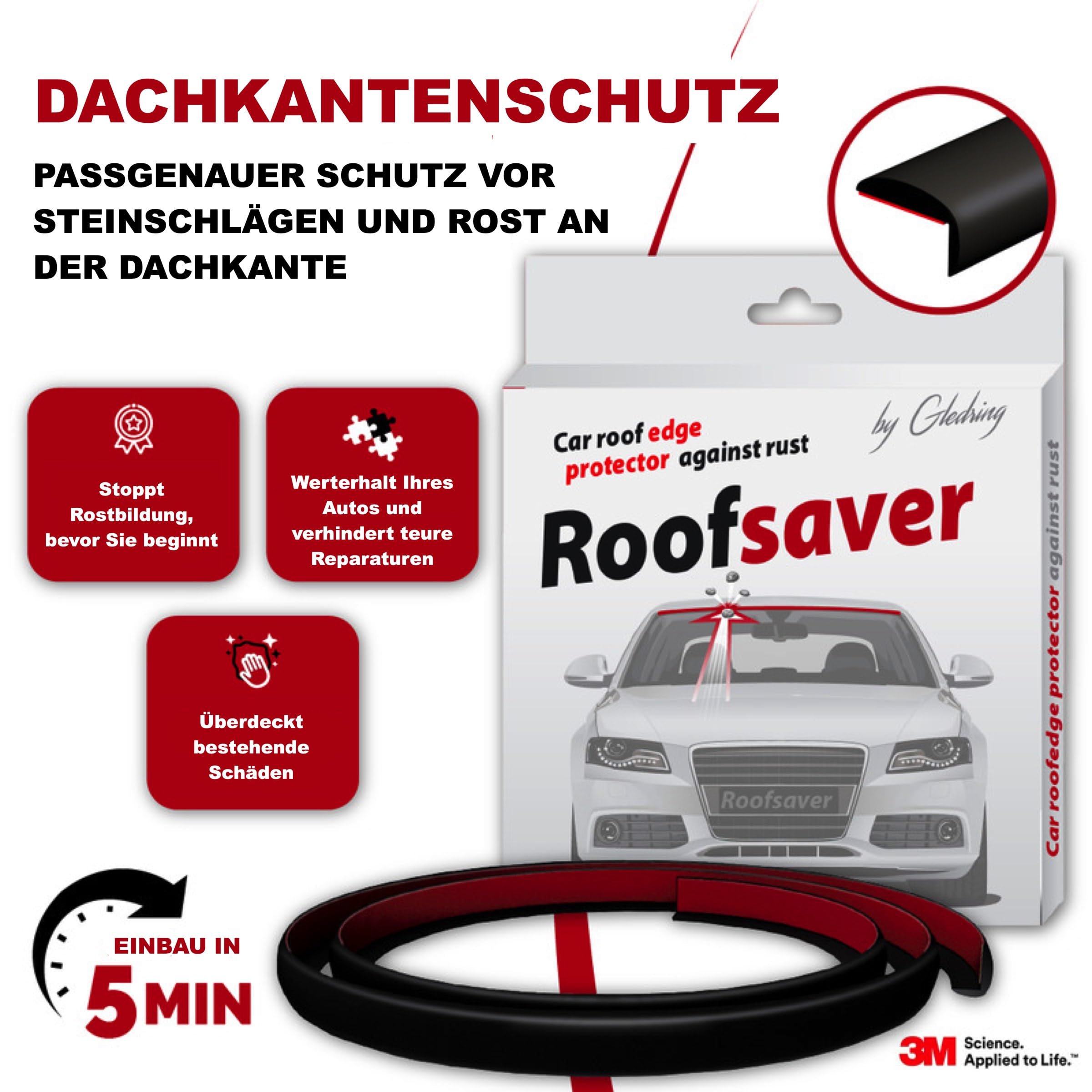AROBA ARS035A Osłona krawędzi dachu, kompatybilna z Volkswagen Sharan Van 2 Generation (08.2010-06.2022) Roof Saver ochrona dachu