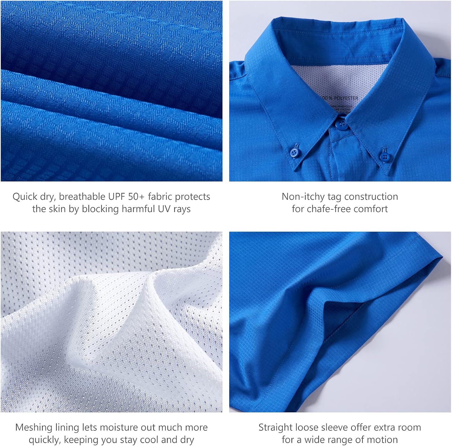 BASSDASH UPF 50 Men’s Fishing Dress Shirt Button Down Woven Short Sleeve Outdoor - Image 6