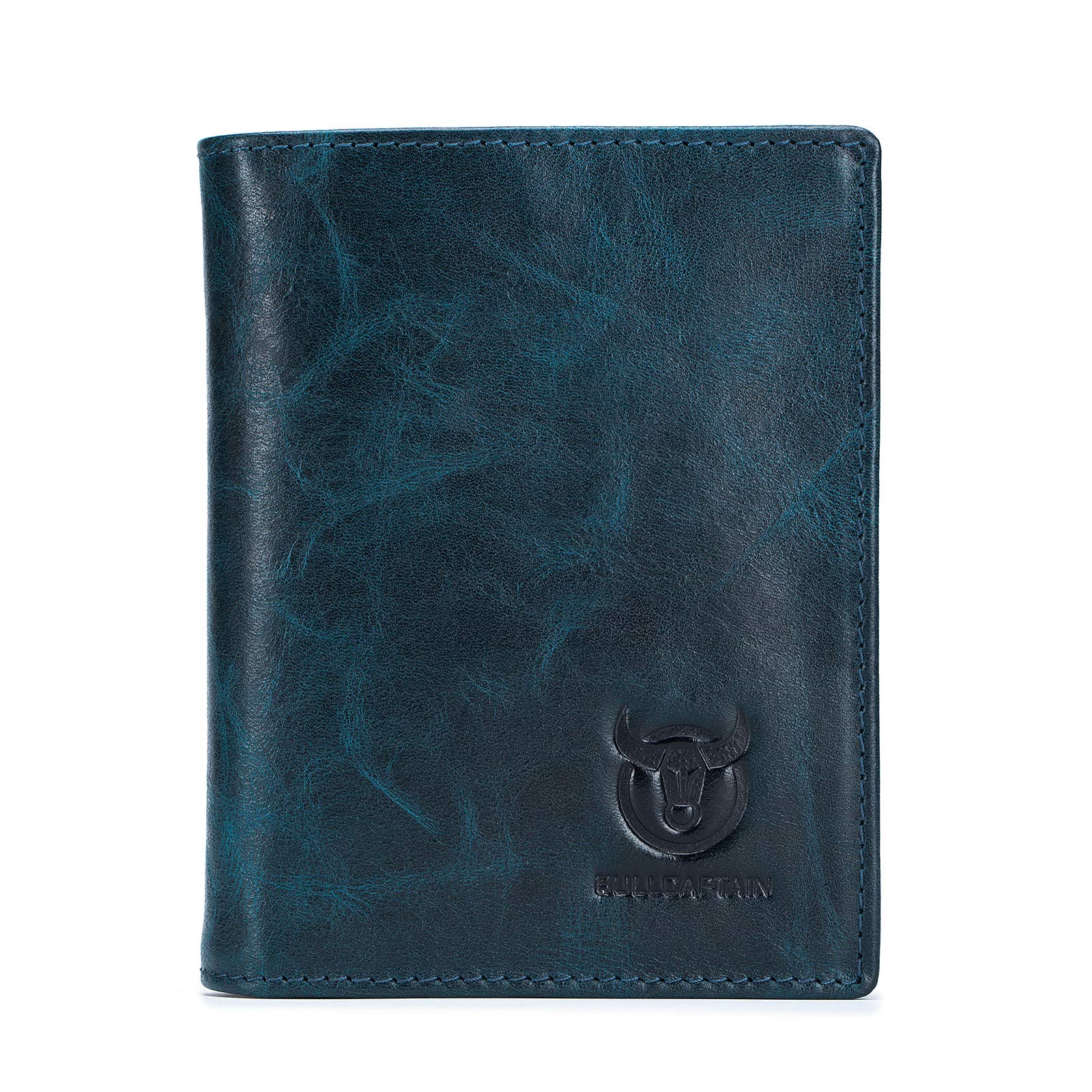 BULLCAPTAIN RFID Blocking Bifold Wallet For Men Genuine Leather Extra Capacity Mens Bifold Wallet With Widening Design QB027