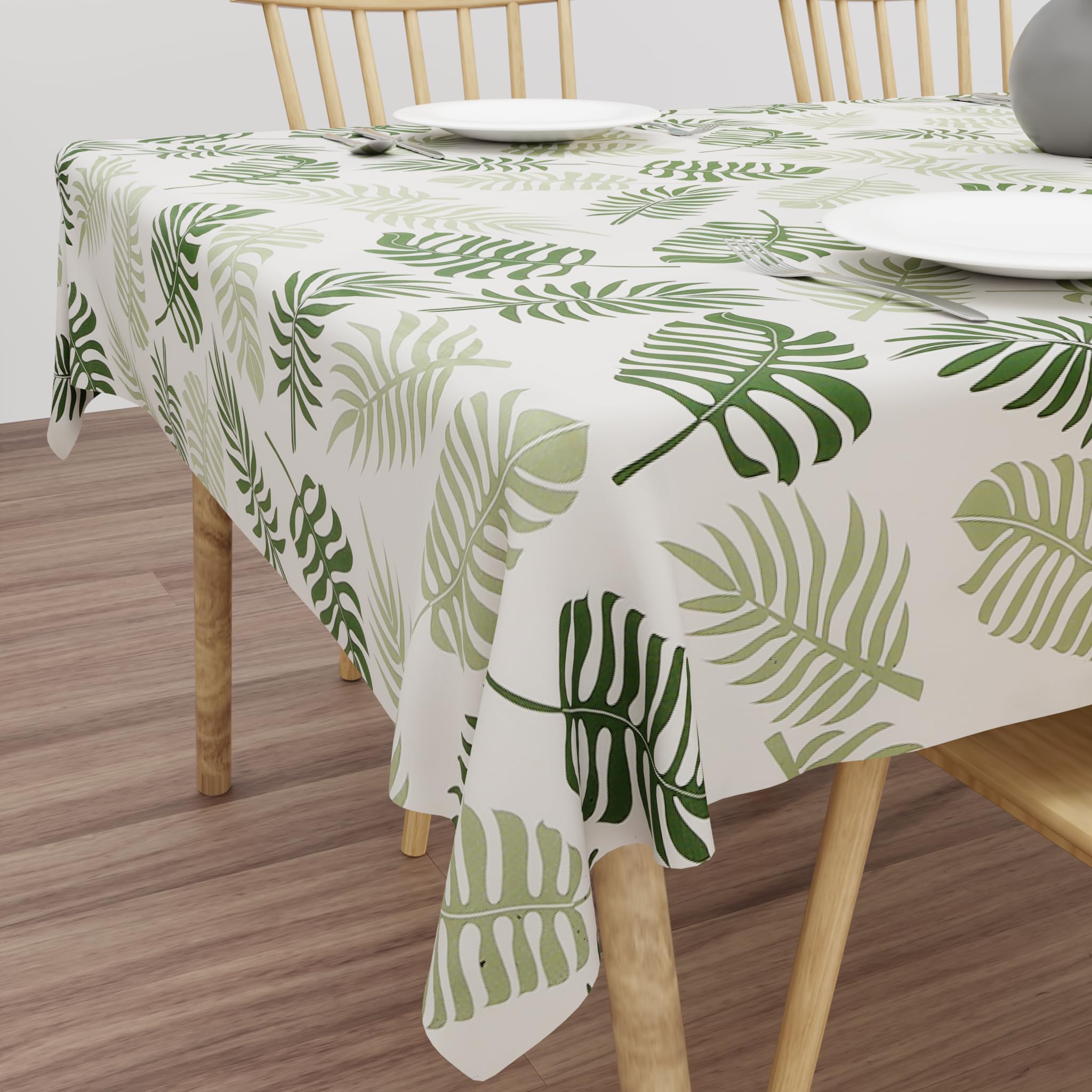 2-4 Seater PVC Table Cover; Anti Slip; 40x60 Inches; 4 Seater Center Table Cover; Green Leaf